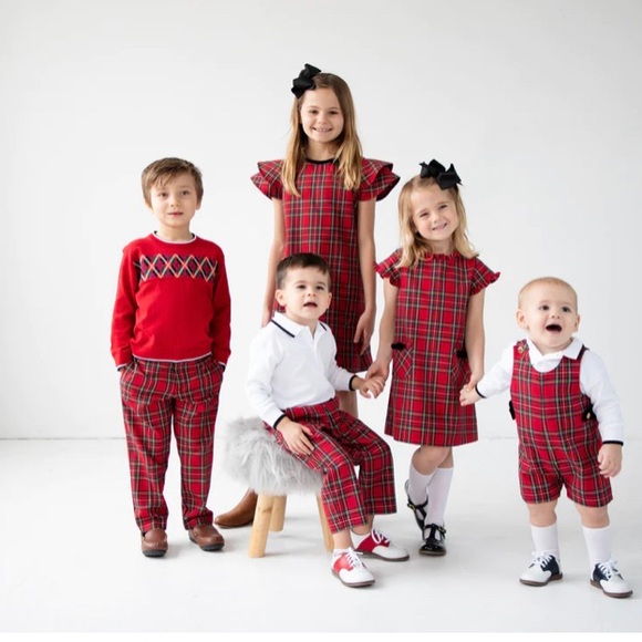 NWT Florence Eiseman Red Tartan Plaid Flutter Sleeve Dress - sold out online - Picture 7 of 7